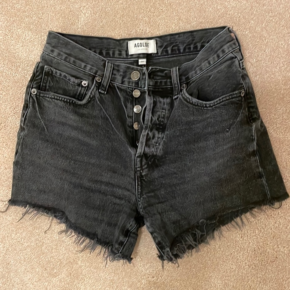 Agolde Parker long shorts. Size 24. Color is black. Worn just a couple of times